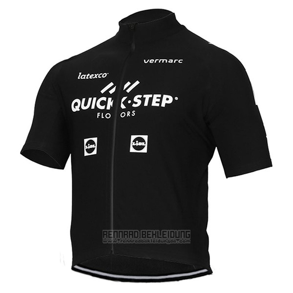 2017 Fahrradbekleidung Quick Step Floors Shwarz Trikot Kurzarm und Tragerhose